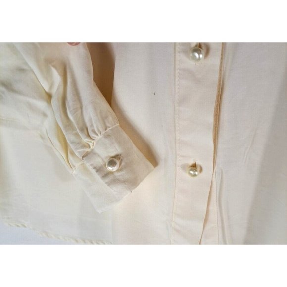 Women's Vintage Ninon De Lenclos Western Top Faux Pearls Rose Demask Ivory 80s L - Picture 4 of 7